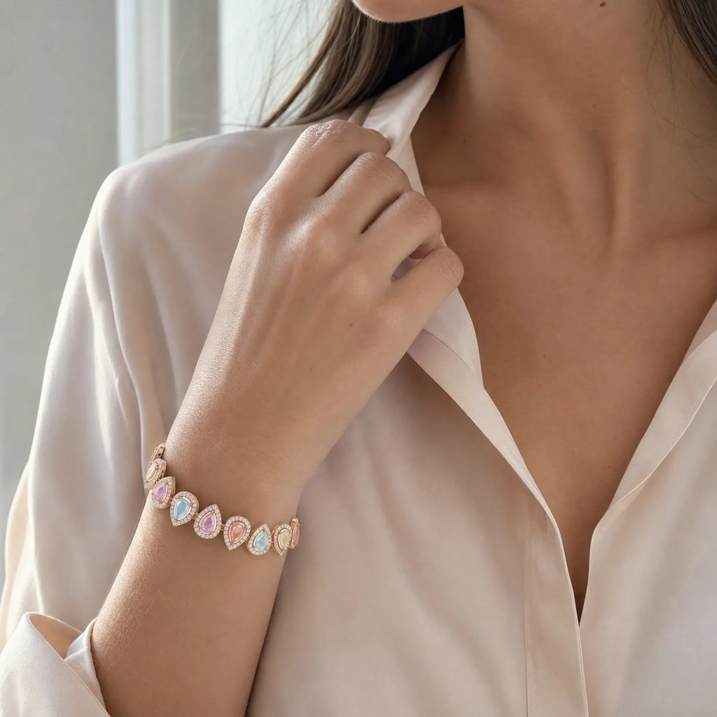 Selunyra Rainbow Oval Diamond Bracelet wearing image 2