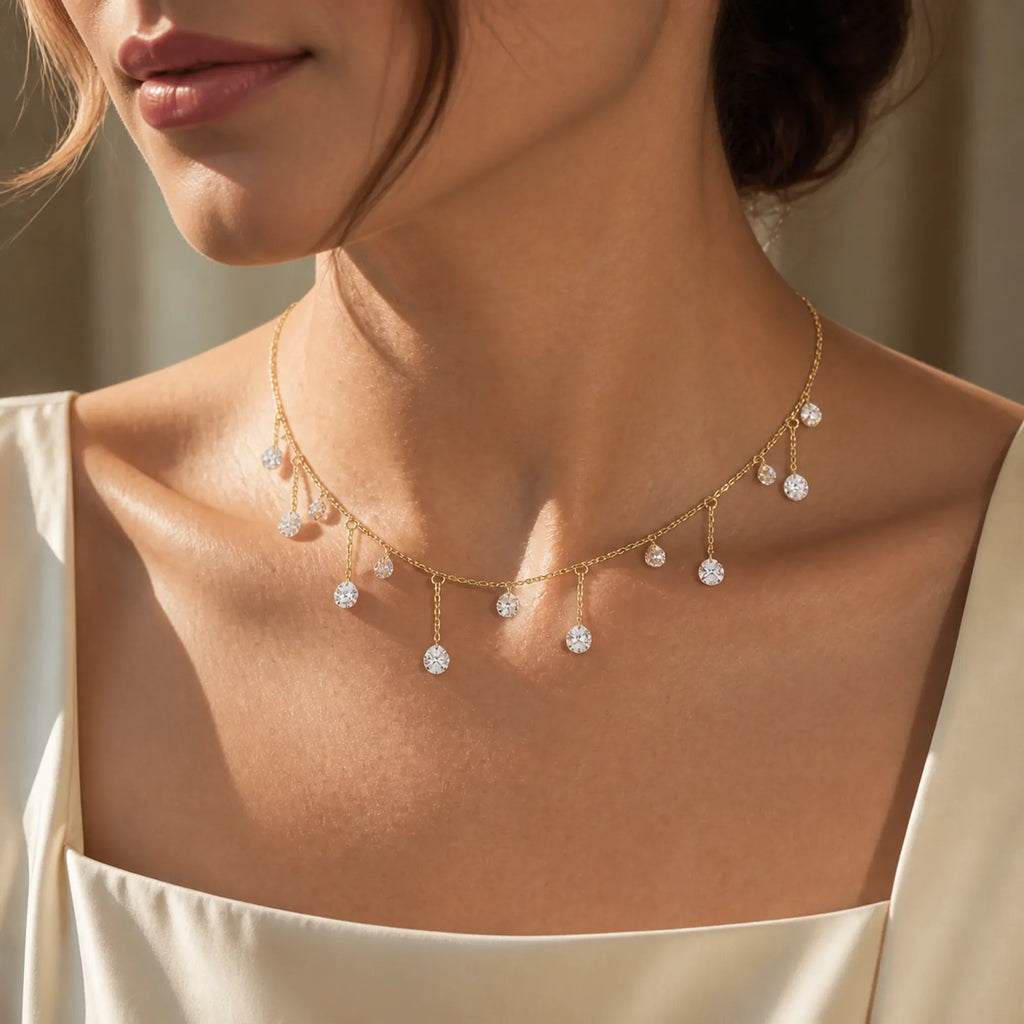 Selunyra Princess Diamond Necklace wearing image 1