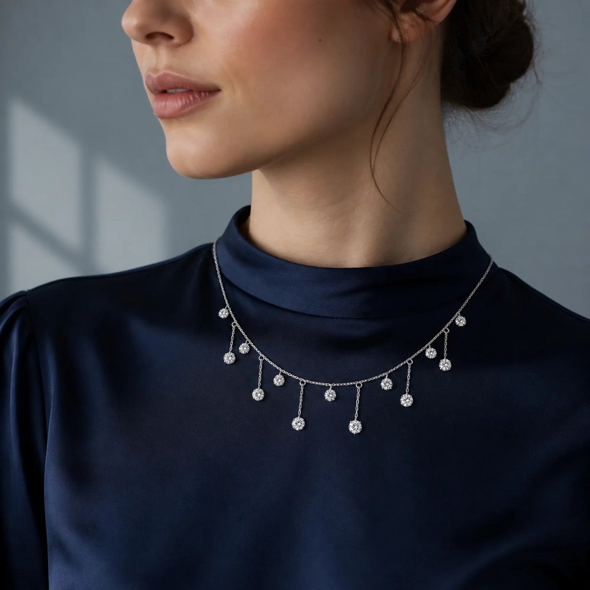 Selunyra Princess Diamond Necklace wearing image 2