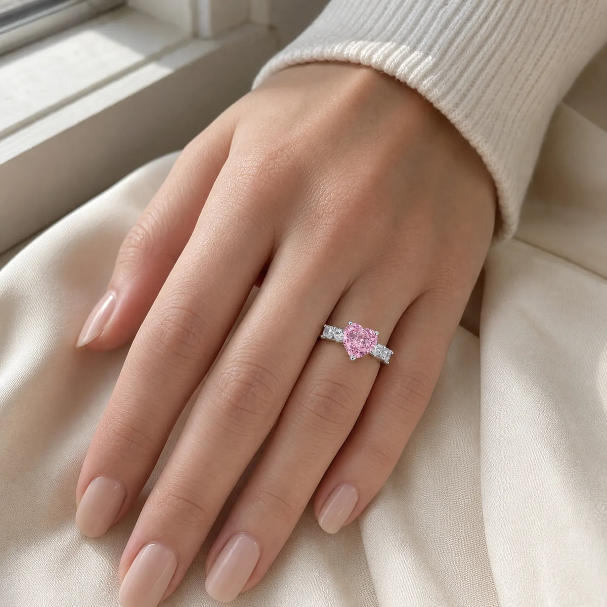 Selunyra Love Heart Ring worn styling view 1