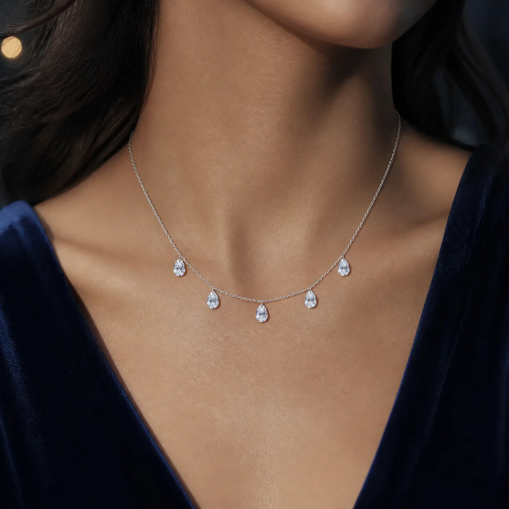 Selunyra Diamond Pendant Necklace wearing image 2