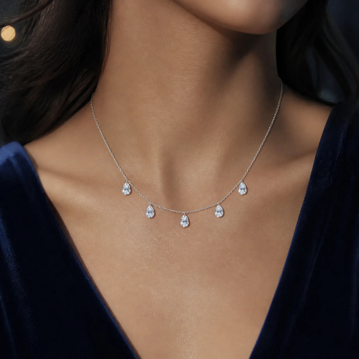 Selunyra Diamond Pendant Necklace wearing image 2