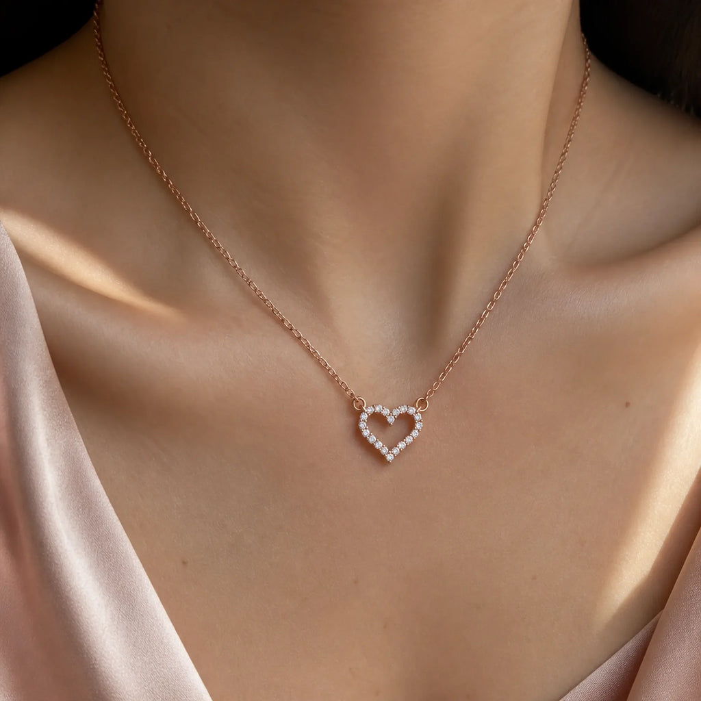 Selunyra Diamond Heart Necklace wearing image 1