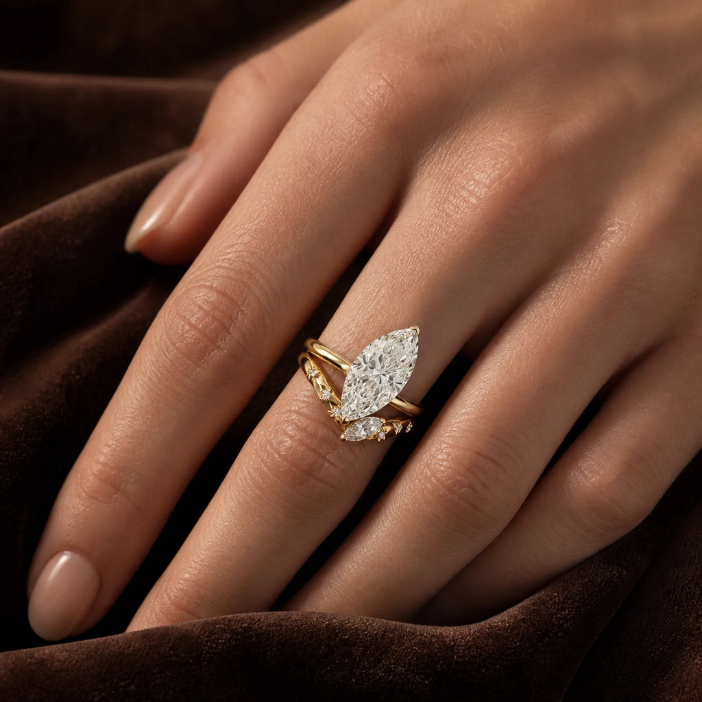 Selunyra Marquise Love Stackingring worn styling view 2