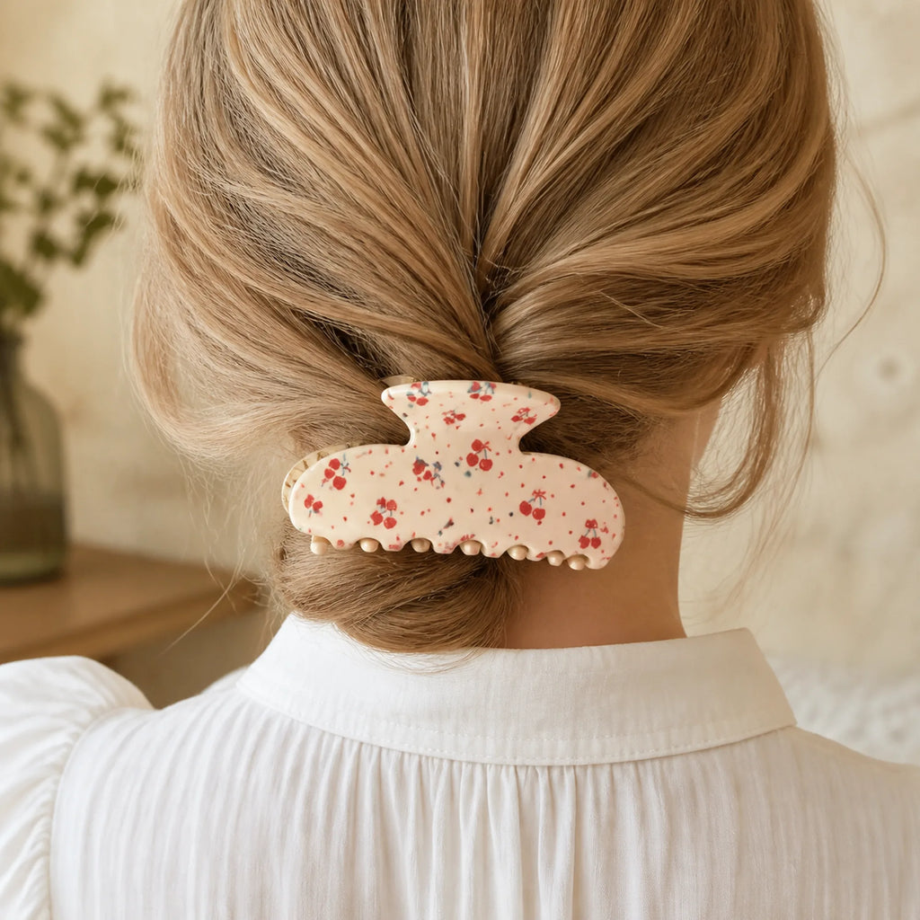 Selunyra Cherry Claw Clip wearing image 2
