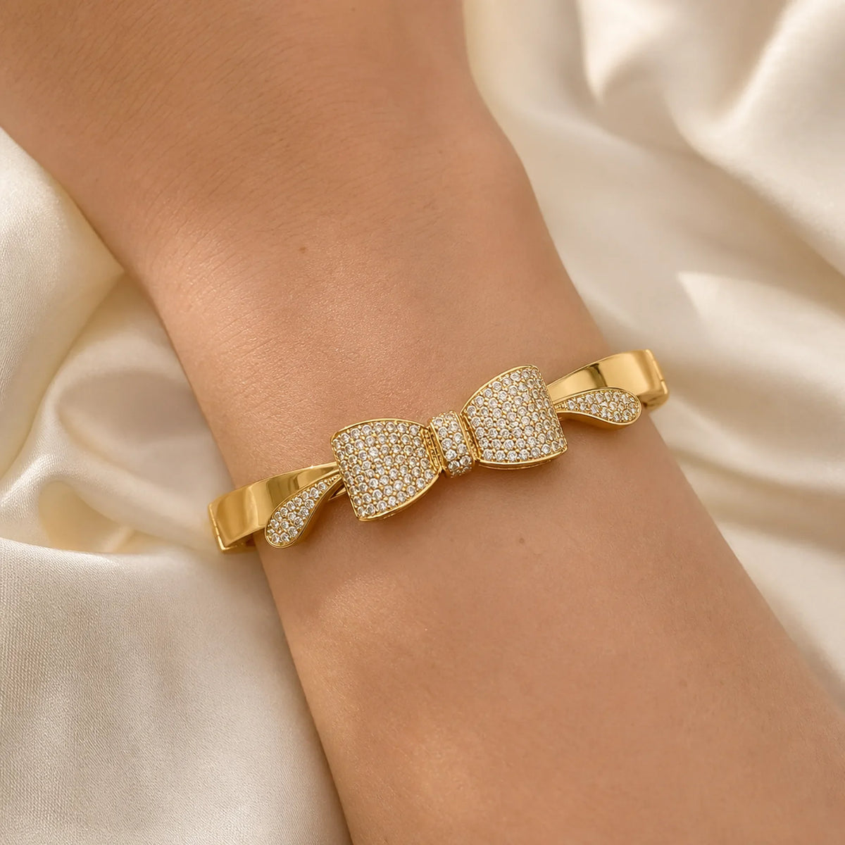 Selunyra Aurora Bow Bracelet worn styling view 1