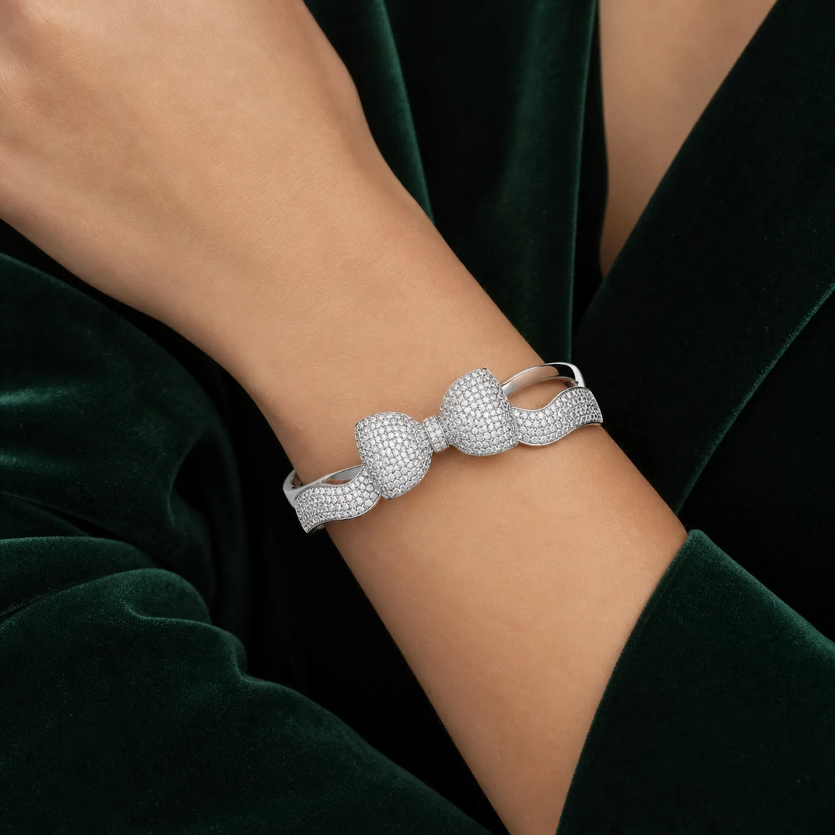 Selunyra Aurora Bow Bracelet worn styling view 2