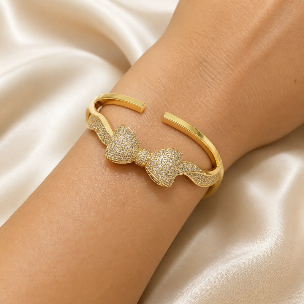 Selunyra Aurora Open Bow Bracelet worn styling view 1