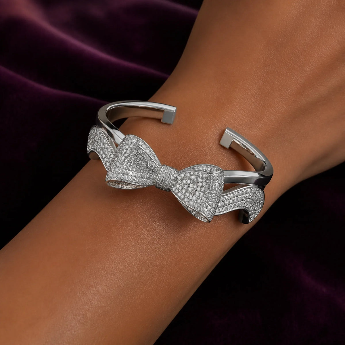 Selunyra Aurora Open Bow Bracelet worn styling view 2