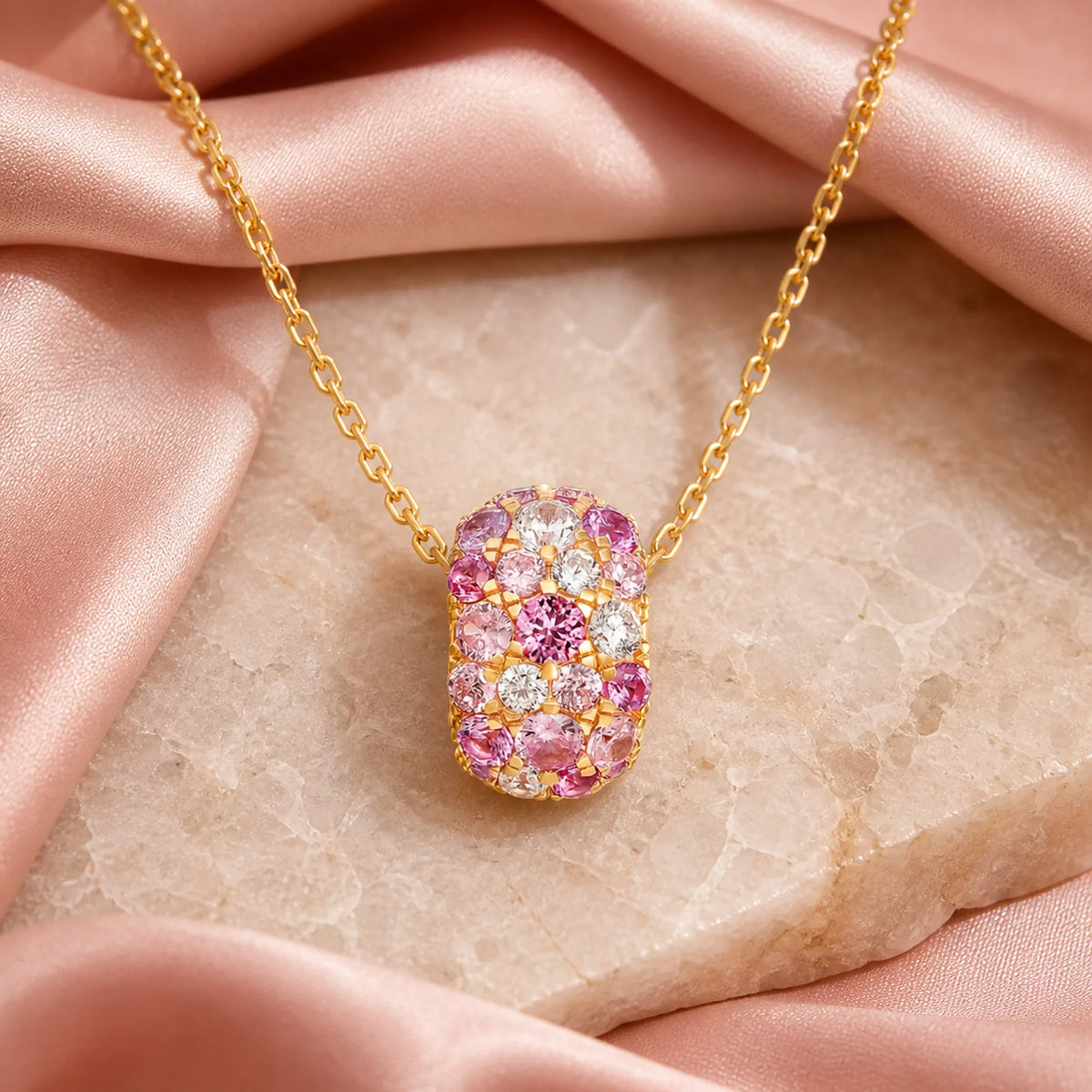 Selunyra Alma pink gemstone necklace product view