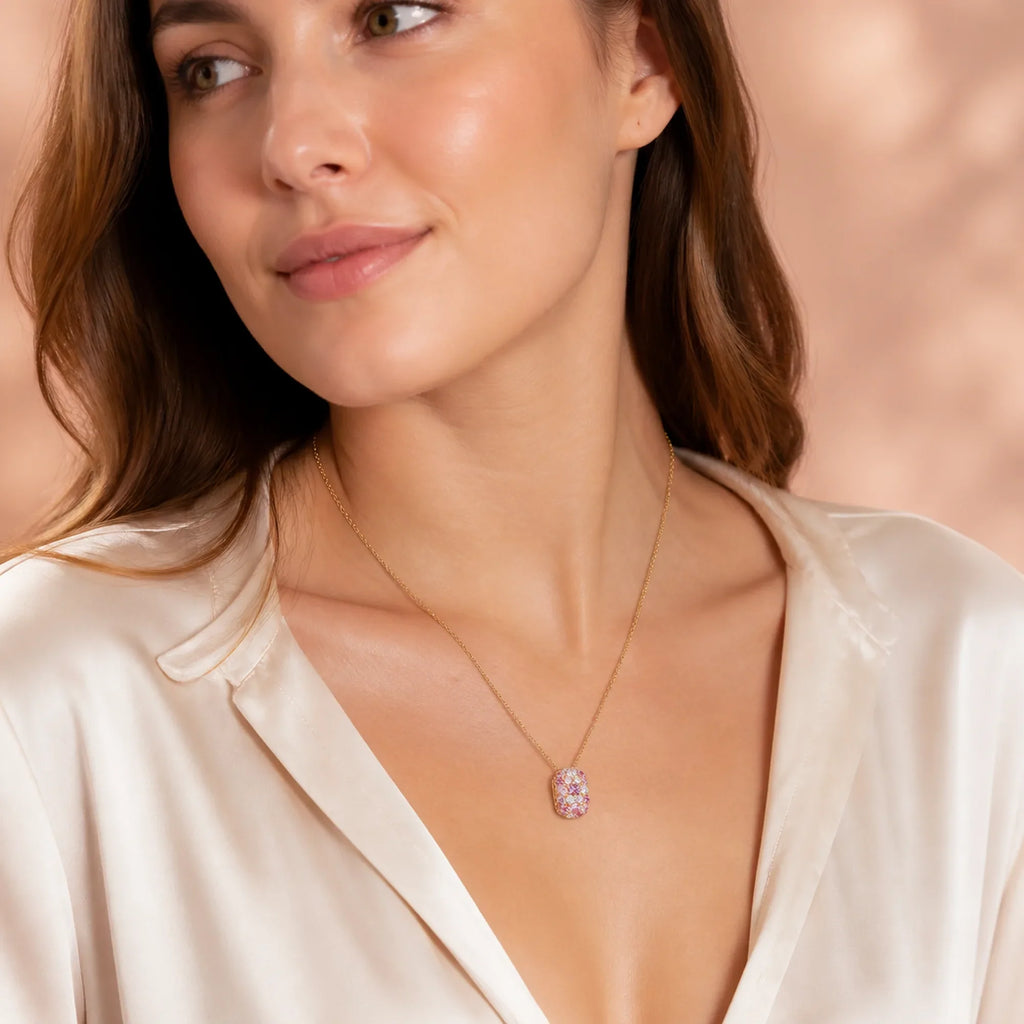 Selunyra Alma necklace worn with cream styling