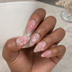 Selunyra Baby Pink Sakura Nails worn manicure 2