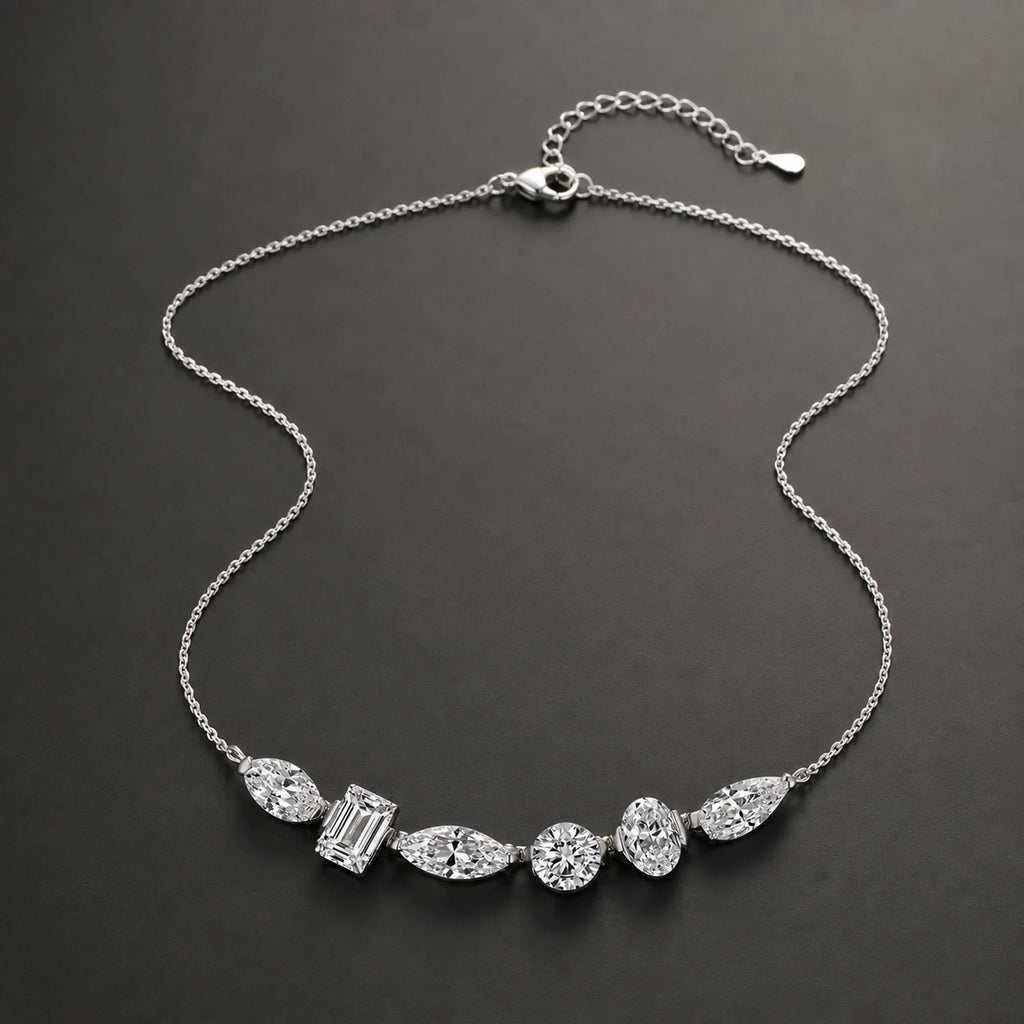 Selunyra Bellar silver mixed-cut stone necklace