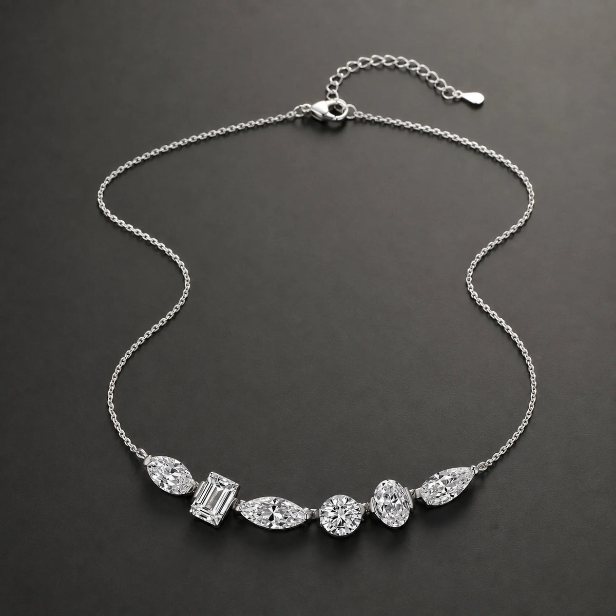 Selunyra Bellar silver mixed-cut stone necklace