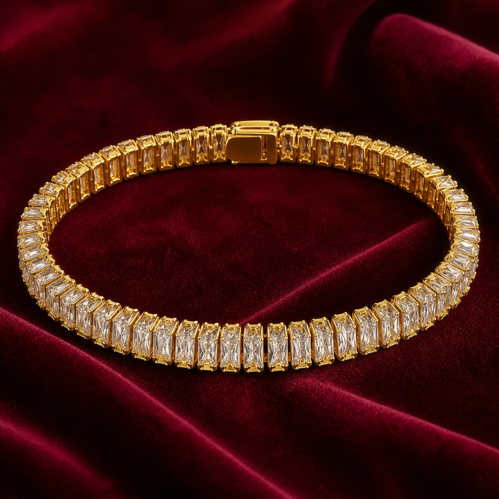 Selunyra gold baguette tennis bracelet