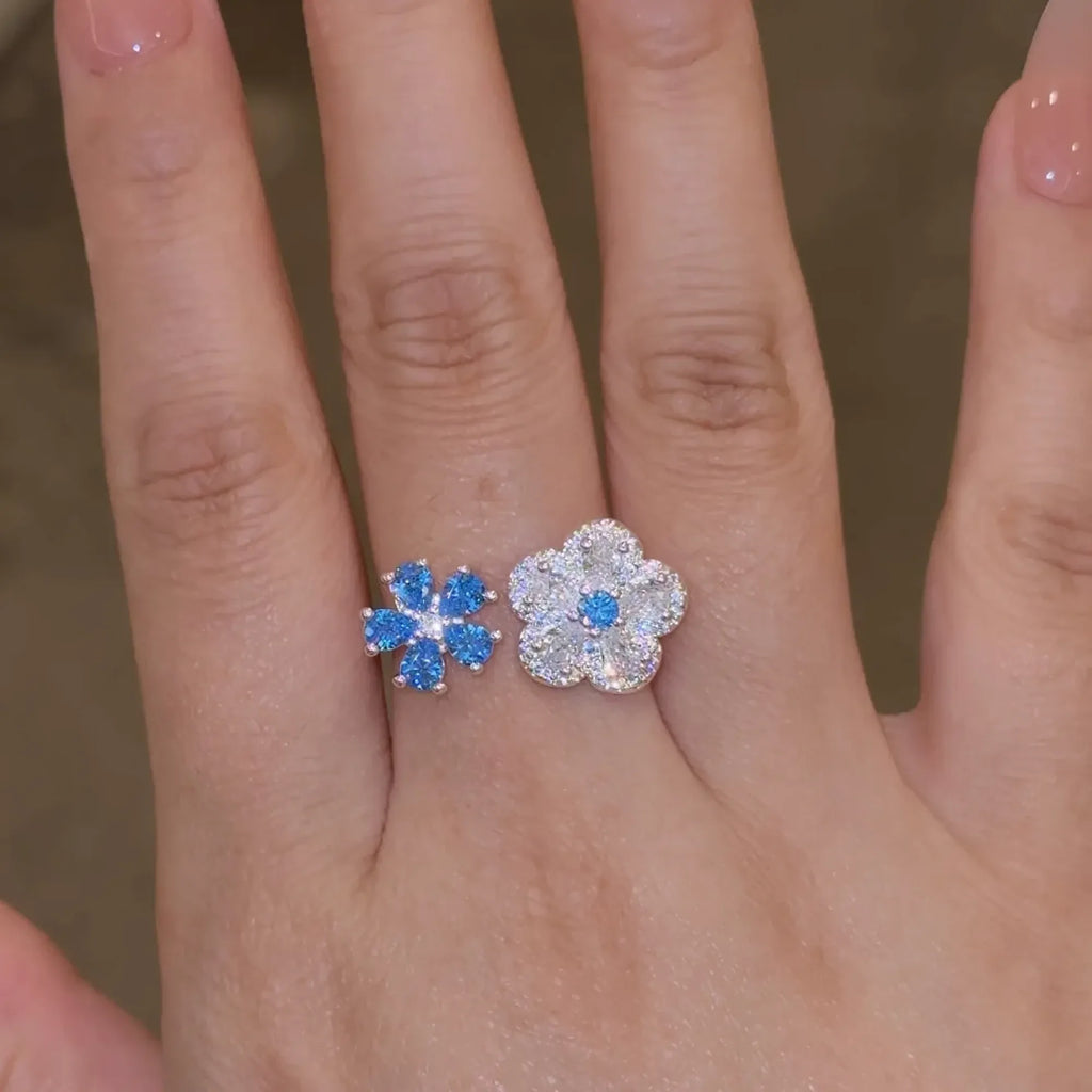 Selunyra Blue Double Flower Ring product image 2