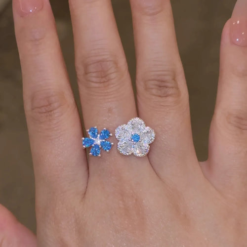 Selunyra Blue Double Flower Ring product image 2