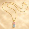 Selunyra Blue and Pink gold two-stone necklace