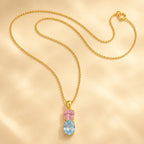 Selunyra Blue and Pink gold two-stone necklace