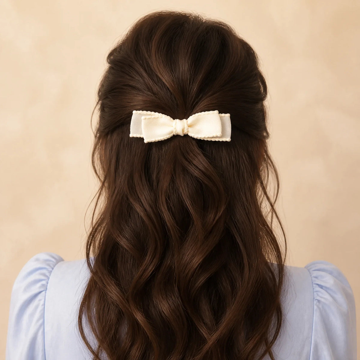 Selunyra Bow Clip worn in hair 1