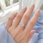 Selunyra Bow Heart Silver Ring worn in daylight