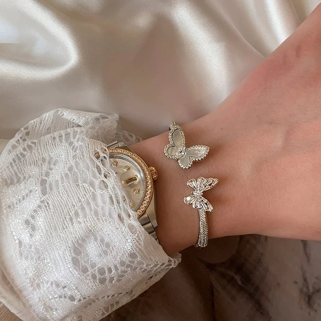 Selunyra Butterfly Cuff Bracelet styled on wrist