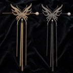 Selunyra gold and black rhinestone butterfly hair sticks