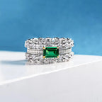 Selunyra Charlie Ring with emerald-cut green center stone