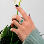 Selunyra Charlie Ring worn with green botanical styling