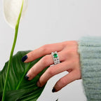 Selunyra Charlie Ring worn in a second botanical pose