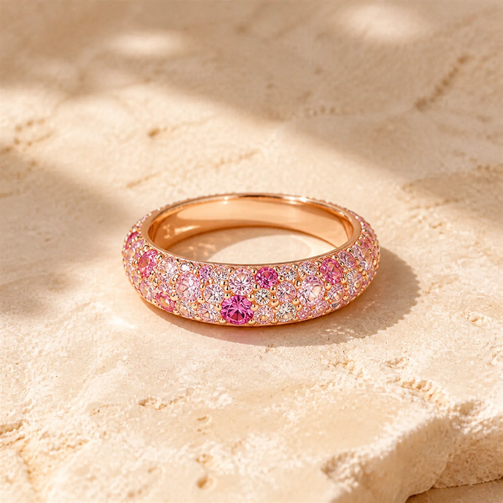 Selunyra Cheis Ring rose gold pink pavé band product view