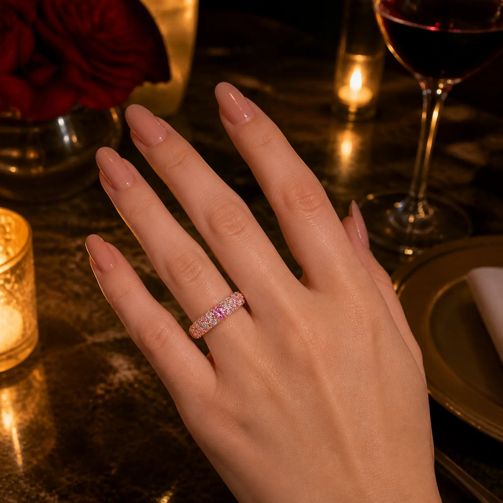 Selunyra Cheis Ring worn in an evening setting