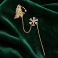 Selunyra gold butterfly and flower chain ear cuff