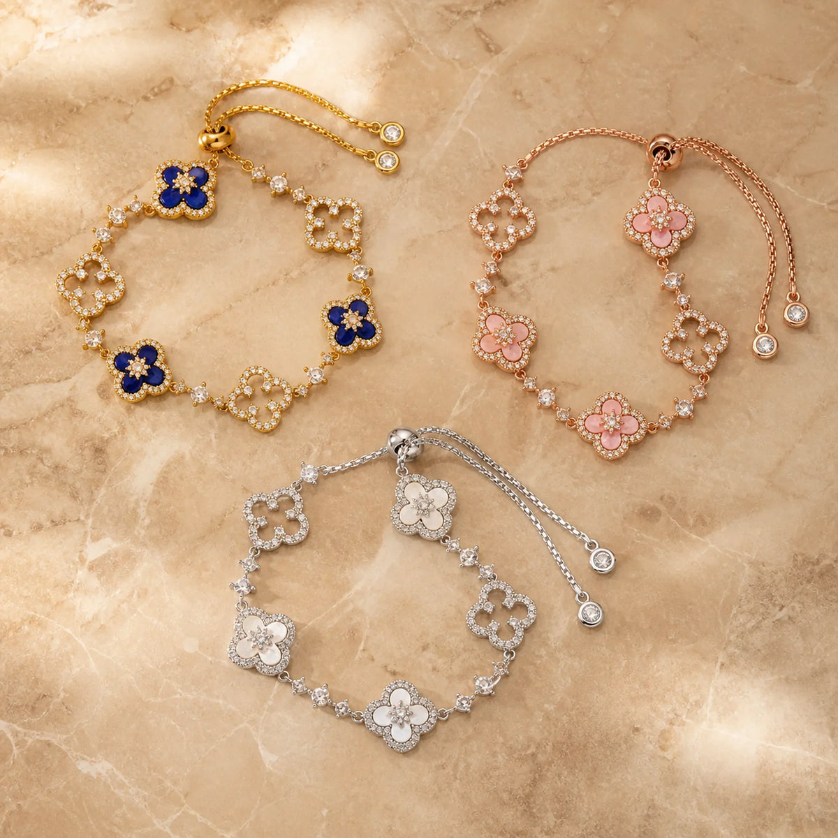 Selunyra Cleef Bracelet Collection – gold blue three-piece set