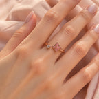 Selunyra pink Clover Open Ring worn on hand