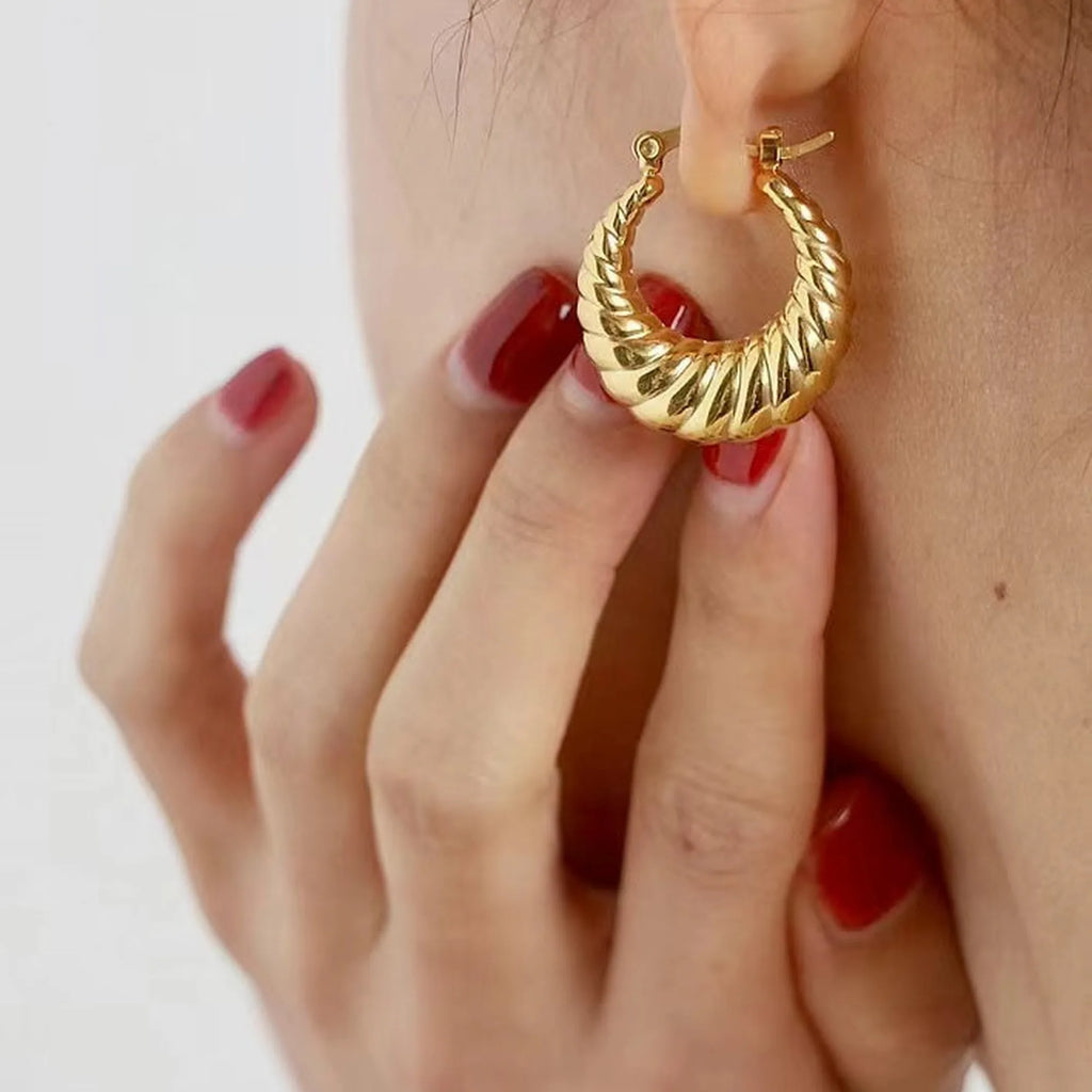 Selunyra Croissant Earring worn close up
