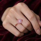Selunyra Daisy Rose Gold Open Ring worn on hand 2