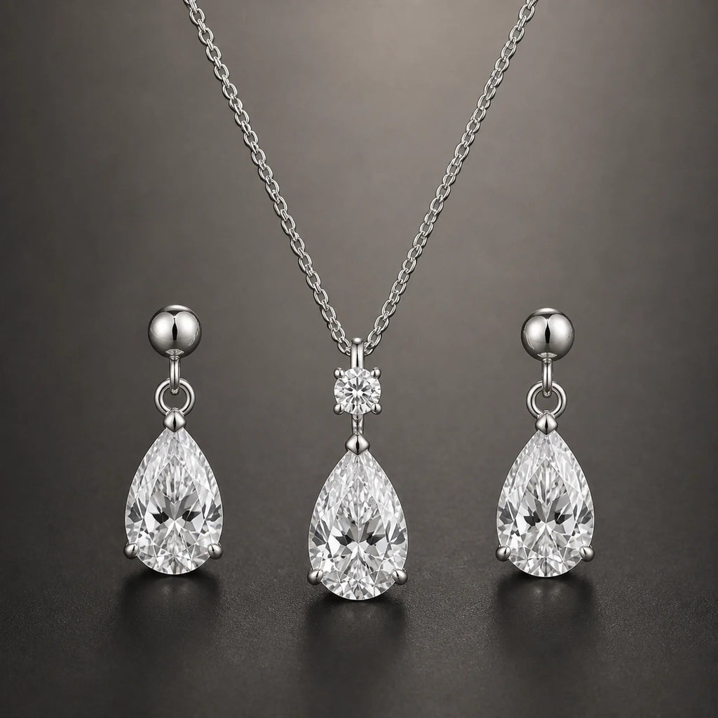 Selunyra Drop Diamond necklace and earrings set