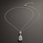 Selunyra Drop Diamond silver pear-cut necklace