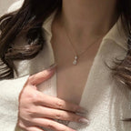 Selunyra Drop Diamond Set necklace worn