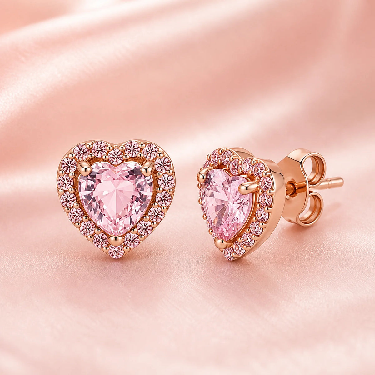 Selunyra Elevated Heart matching rose gold heart stud earrings
