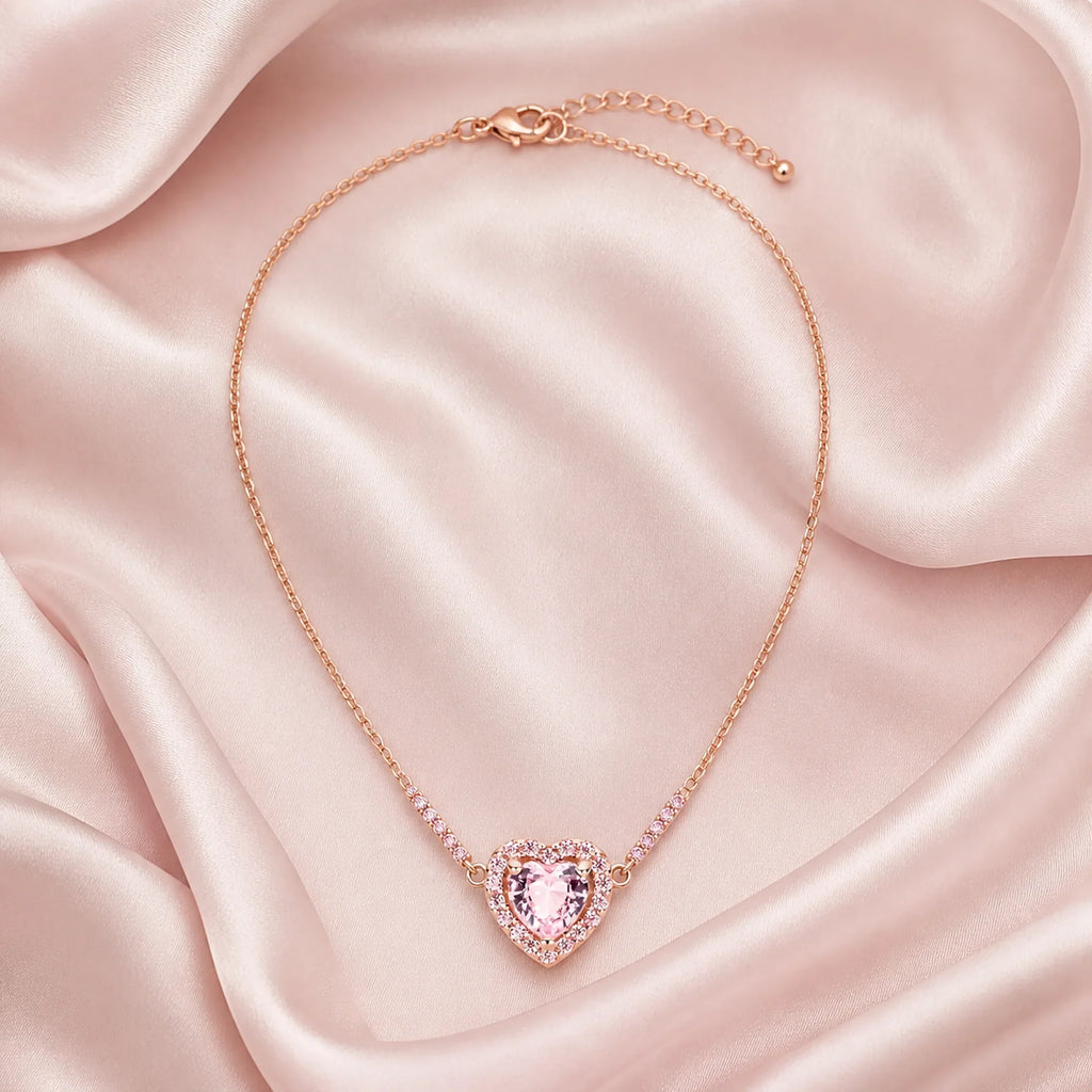 Selunyra Elevated Heart matching rose gold heart necklace