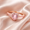 Selunyra Elevated Heart Ring in rose gold with pink heart stone