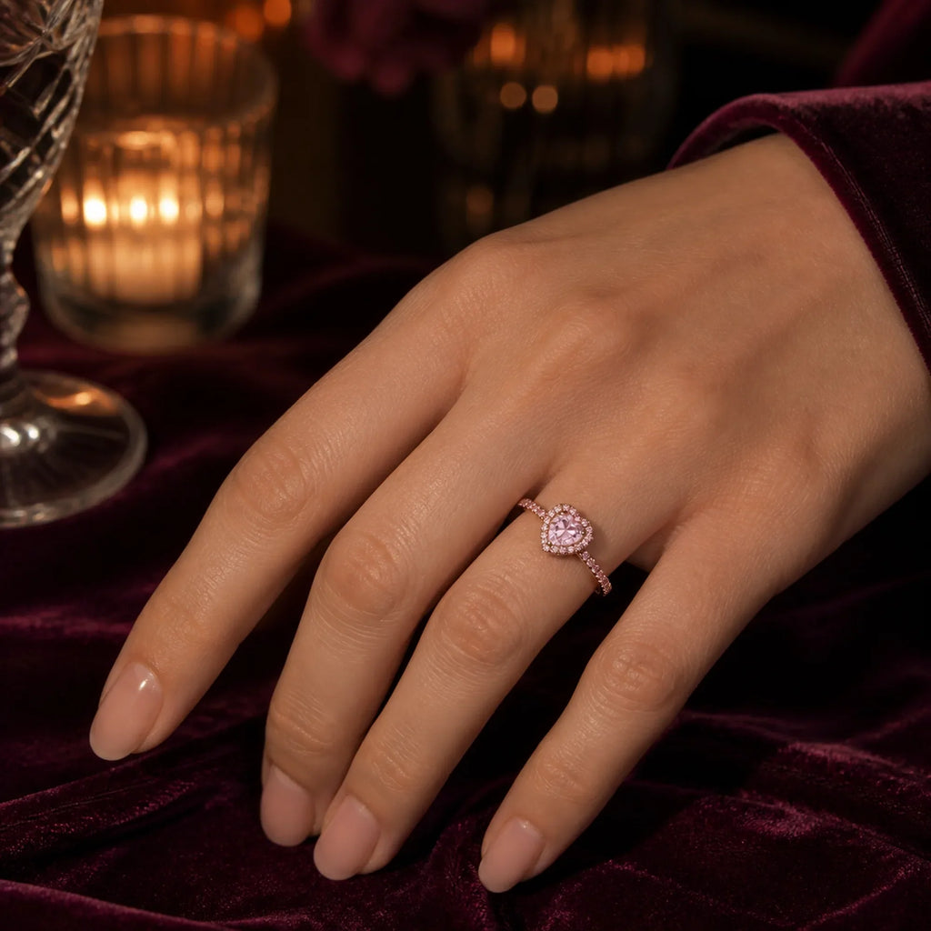 Selunyra Elevated Heart Ring worn in an evening setting