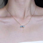 Selunyra Elsa Necklace worn by model, close-up