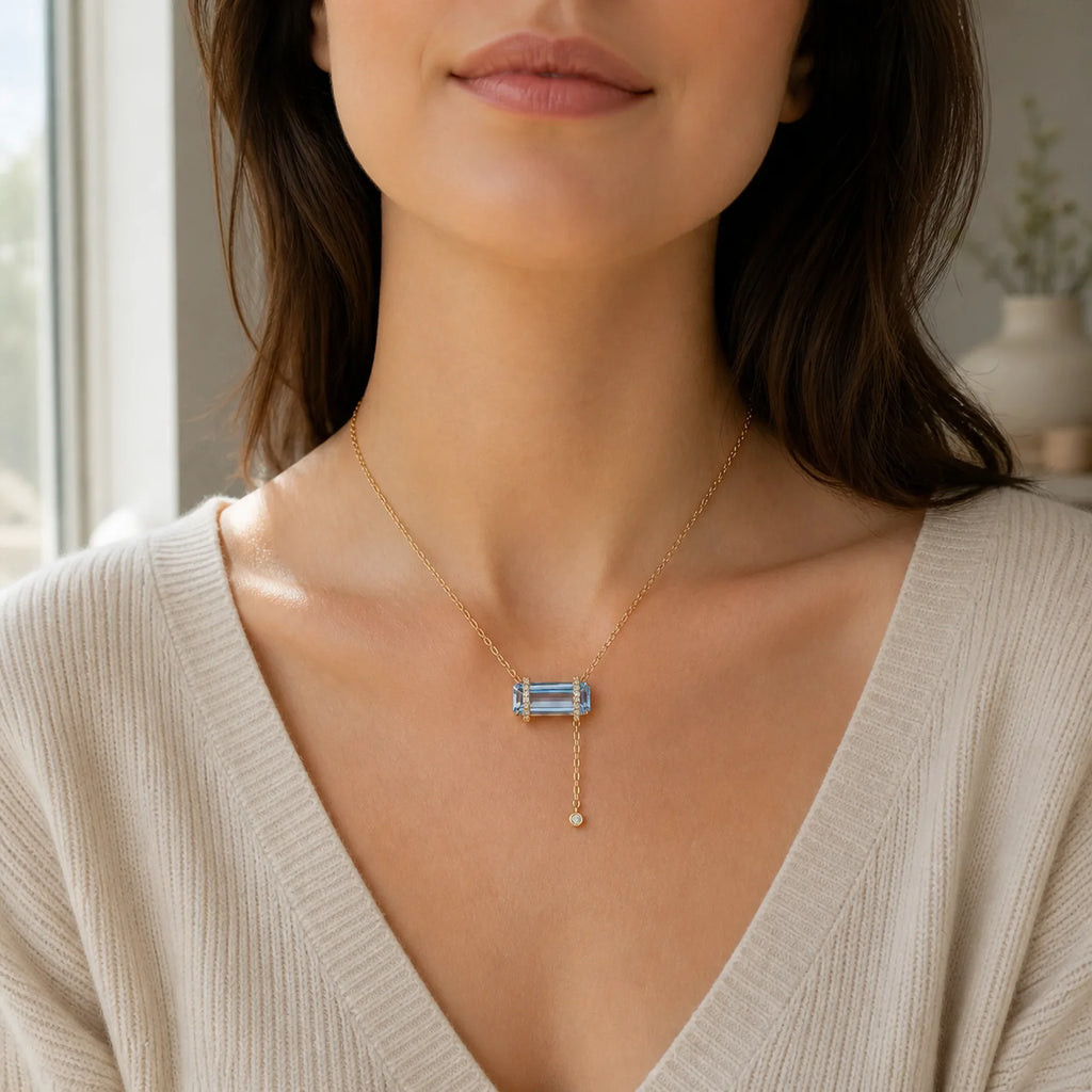 Selunyra Elsa Necklace worn by model, lifestyle view