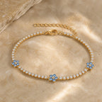 Selunyra Flower Tennis Bracelet in blue – product view