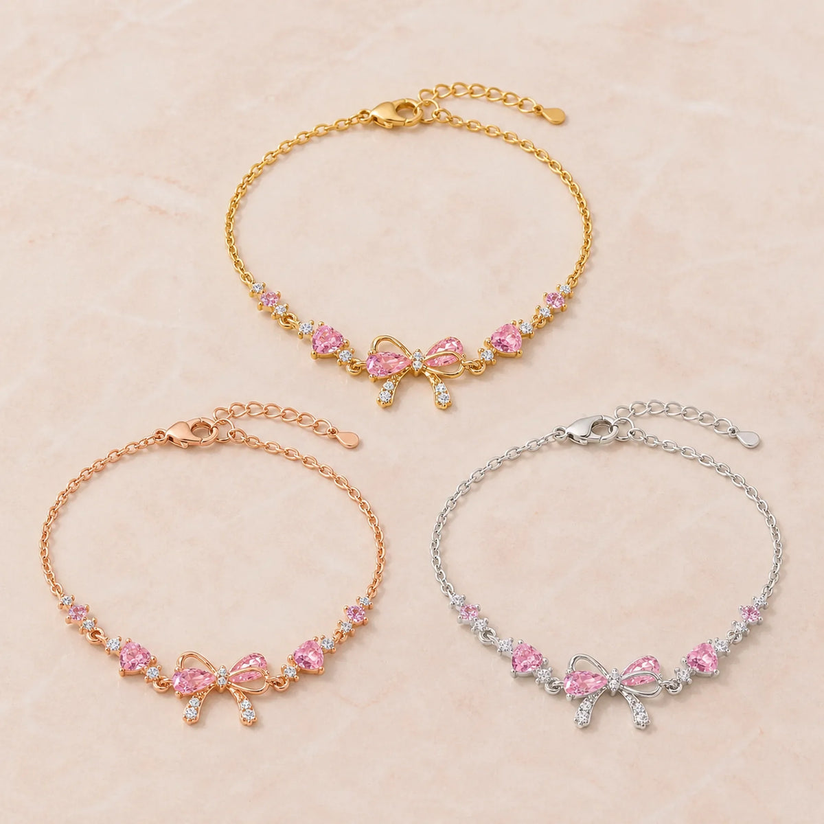 Selunyra Friendship Bracelet in gold, rose gold, and silver