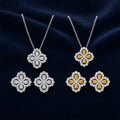 Selunyra Hana Garden necklace and earrings in white and warm golden stone colors