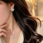 Selunyra Hana Garden warm golden-stone necklace and earring set worn